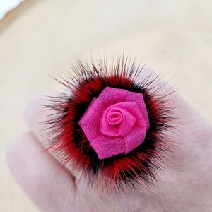 2/$20 Y2K Handmade Pink Rose Fluffy Adjustable Ring